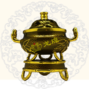 竹叶裂纹铜香炉