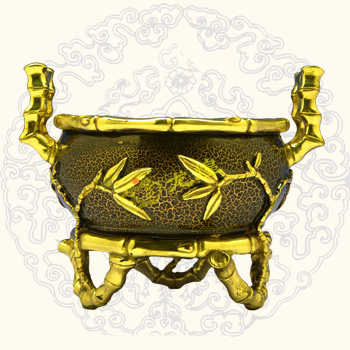竹节裂纹铜香炉